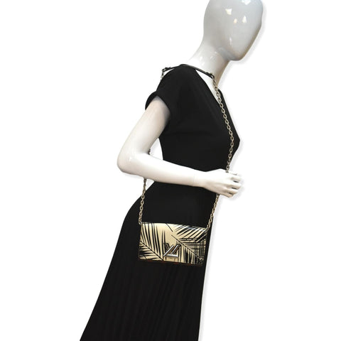 LOUIS VUITTON Monogram Palm Twist Chain Wallet White