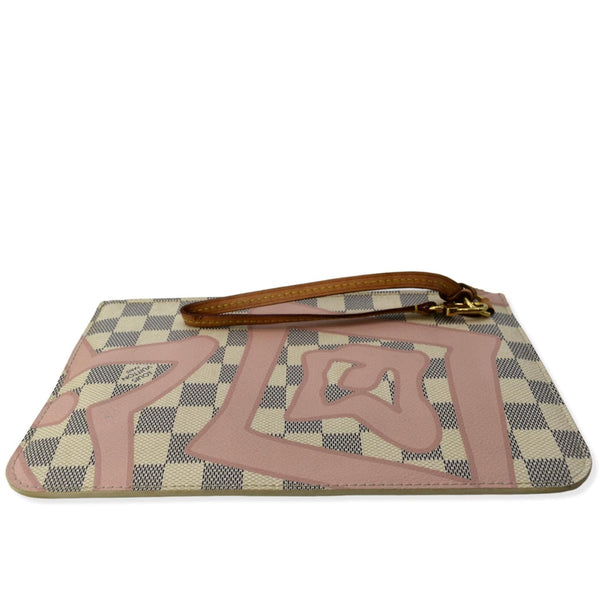 LOUIS VUITTON Tahitienne Pochette Wristlet Pouch Damier Azur Neverfull MM Pink