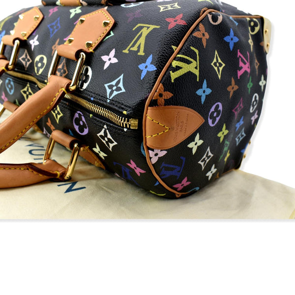 LOUIS VUITTON Speedy 30 Monogram Multicolor Canvas Satchel Bag Black