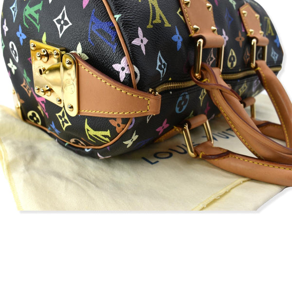LOUIS VUITTON Speedy 30 Monogram Multicolor Canvas Satchel Bag Black