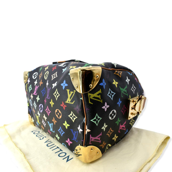 LOUIS VUITTON Speedy 30 Monogram Multicolor Canvas Satchel Bag Black