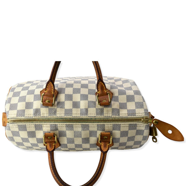 LOUIS VUITTON Speedy 30 Damier Azur Satchel Bag White