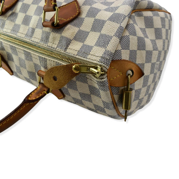 LOUIS VUITTON Speedy 30 Damier Azur Satchel Bag White