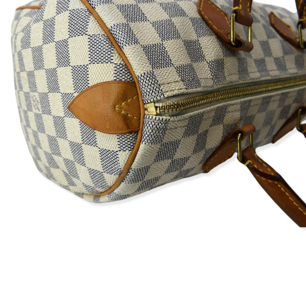 LOUIS VUITTON Speedy 30 Damier Azur Satchel Bag White
