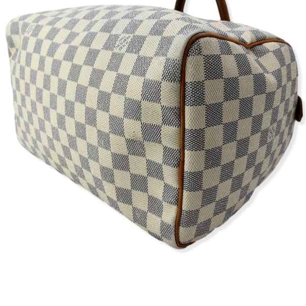 LOUIS VUITTON Speedy 30 Damier Azur Satchel Bag White