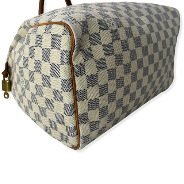 LOUIS VUITTON Speedy 30 Damier Azur Satchel Bag White