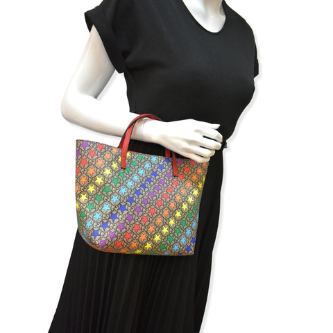GUCCI Children's Rainbow Star Supreme Canvas Tote Bag Multicolor 410812