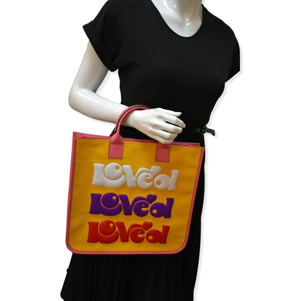 GUCCI Children's Rainbow Loved Coated Canvas Tote Bag Multicolor 550763