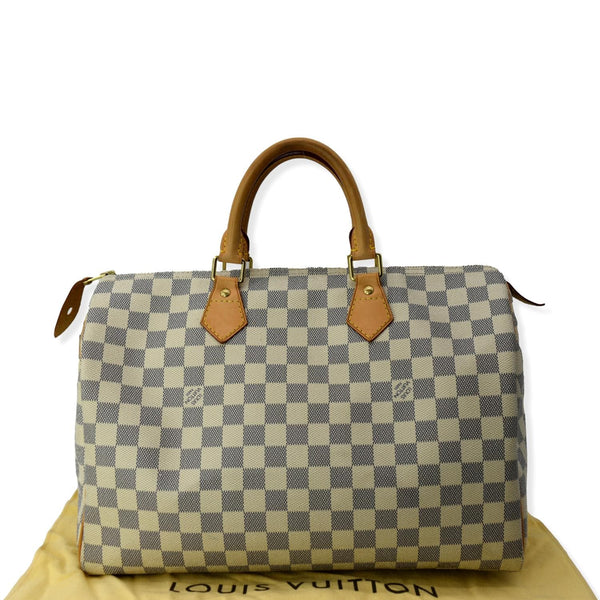 LOUIS VUITTON Speedy 35 Damier Azur Satchel Bag White