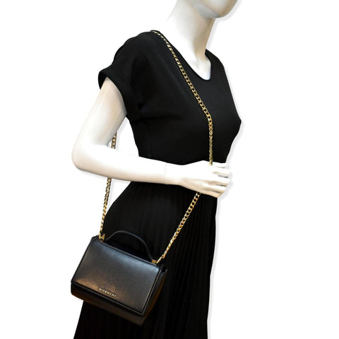 Givenchy Mini Pandora Box Calfskin Leather Chain Bag Black
