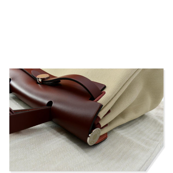 HERMES Herbag Zip Retourne 31 Toile Canvas Shoulder Bag White