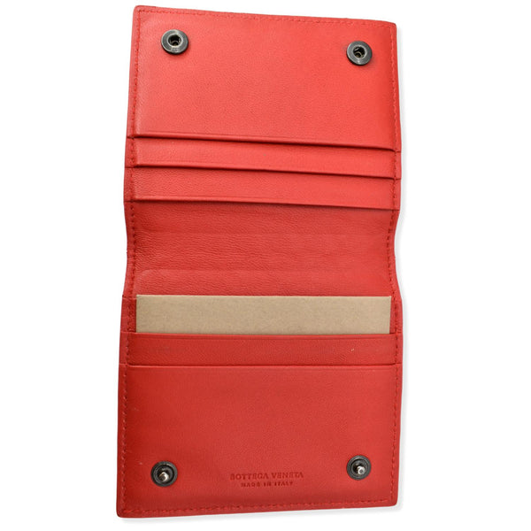 Bottega Veneta Intrecciato Leather Bifold Wallet Red | DDH