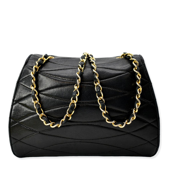 CHANEL Rare Wave GHW CC Flap Vintage Lambskin Shoulder Bag Black