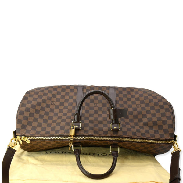 LOUIS VUITTON Keepall Bandouliere 55 Damier Ebene Travel Bag Brown - Hot Deals