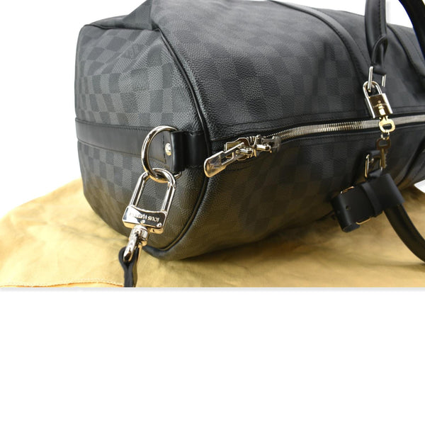 LOUIS VUITTON Keepall 55 Damier Graphite Bandouliere Travel Bag Black