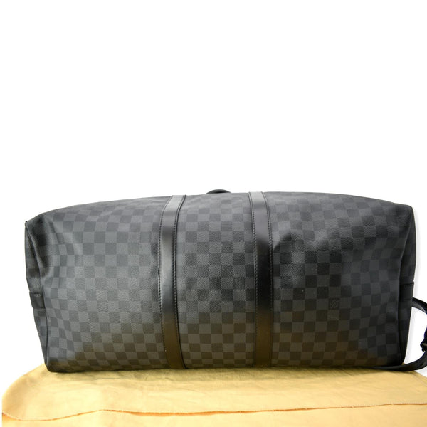 LOUIS VUITTON Keepall 55 Damier Graphite Bandouliere Travel Bag Black