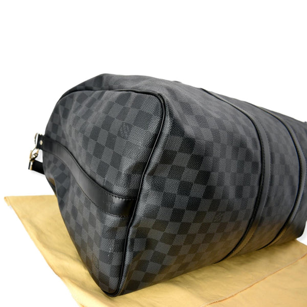 LOUIS VUITTON Keepall 55 Damier Graphite Bandouliere Travel Bag Black