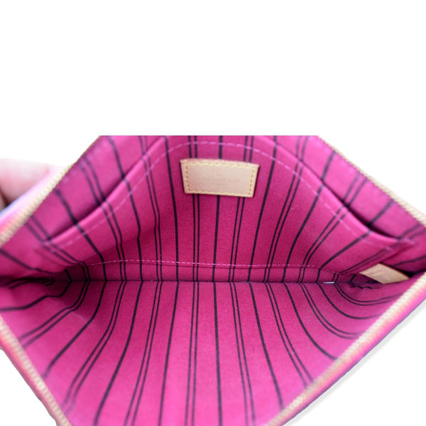 LOUIS VUITTON Neverfull Monogram Canvas Pochette Wristlet Pouch Brown