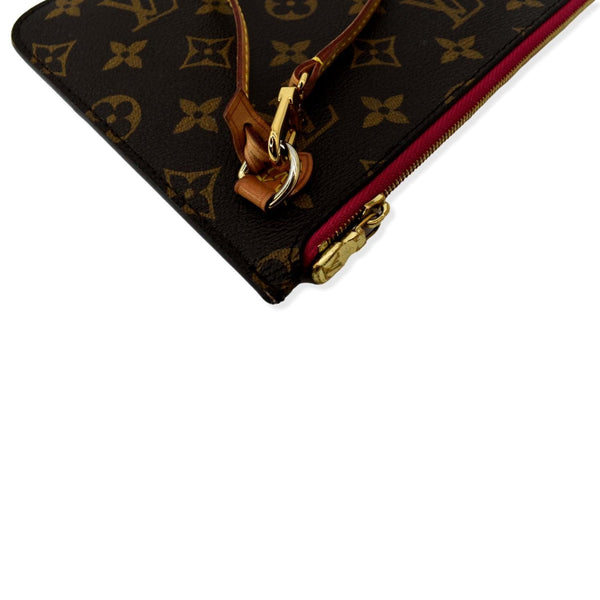 LOUIS VUITTON Neverfull Monogram Canvas Pochette Wristlet Pouch Brown