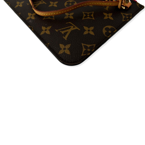 LOUIS VUITTON Neverfull Monogram Canvas Pochette Wristlet Pouch Brown