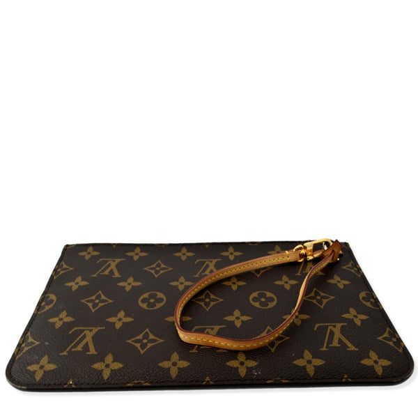 LOUIS VUITTON Neverfull Monogram Canvas Pochette Wristlet Pouch Brown