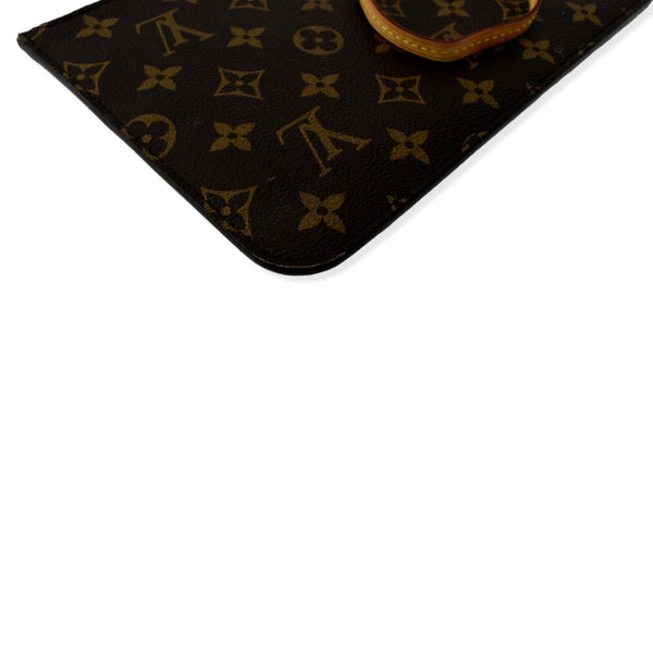 LOUIS VUITTON Neverfull Monogram Canvas Pochette Wristlet Pouch Brown