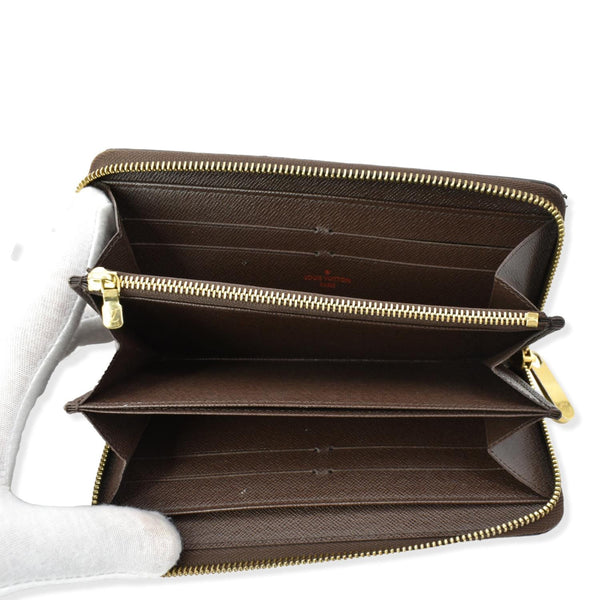 LOUIS VUITTON Damier Ebene Zippy Long Wallet Brown