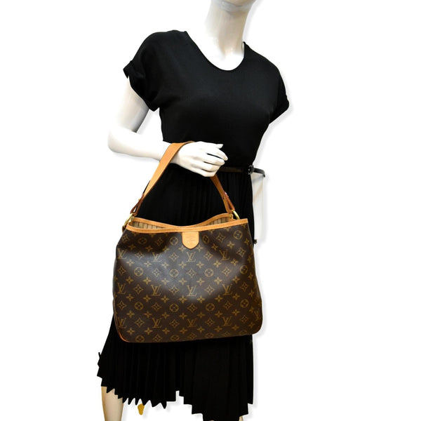 LOUIS VUITTON Delightful PM Monogram Canvas Hobo Bag Brown