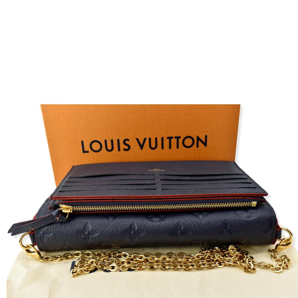 LOUIS VUITTON Felicie Monogram Empreinte Chain Pochette Crossbody Bag Blue