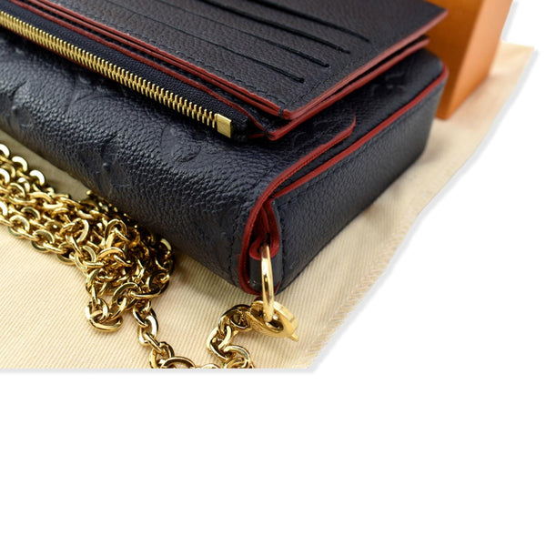 LOUIS VUITTON Felicie Monogram Empreinte Chain Pochette Crossbody Bag Blue