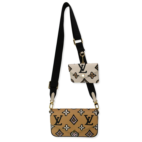 LOUIS VUITTON Felicie Strap & Go Pochette Monogram Canvas Crossbody Bag Beige