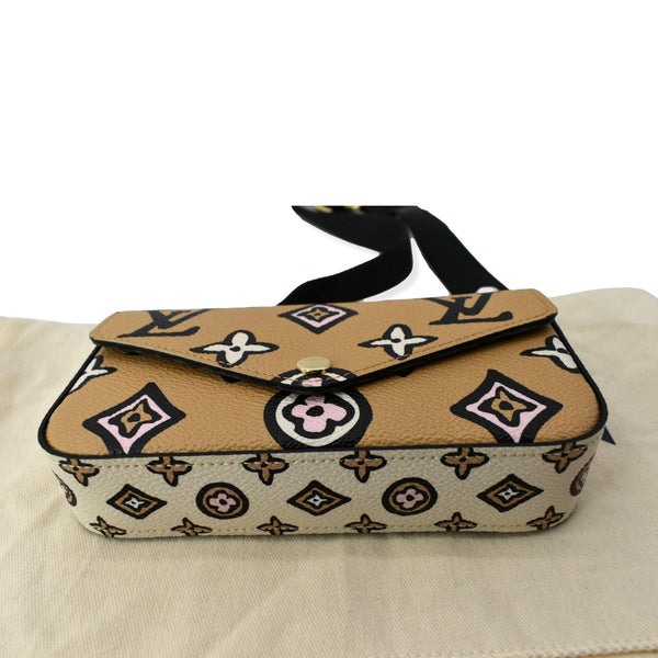 LOUIS VUITTON Felicie Strap & Go Pochette Monogram Canvas Crossbody Bag Beige