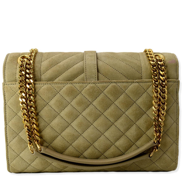 YVES SAINT LAURENT Medium Envelope Matelasse Suede Crossbody Bag Beige