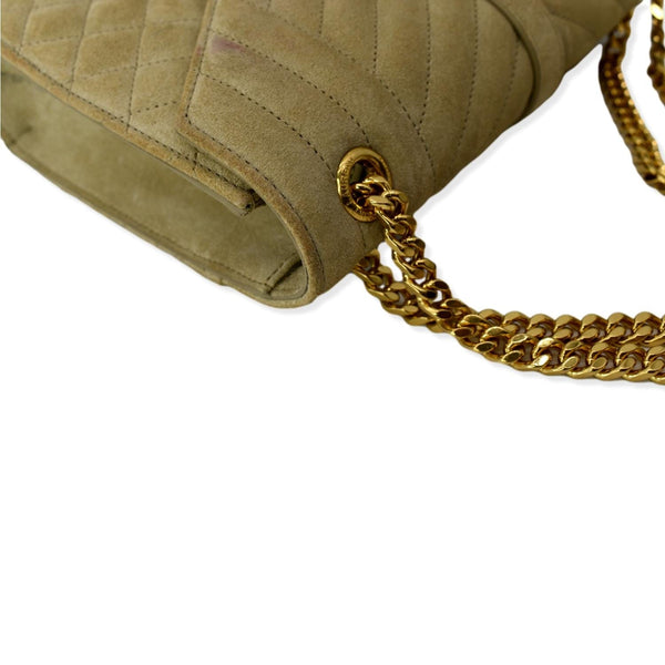 YVES SAINT LAURENT Medium Envelope Matelasse Suede Crossbody Bag Beige