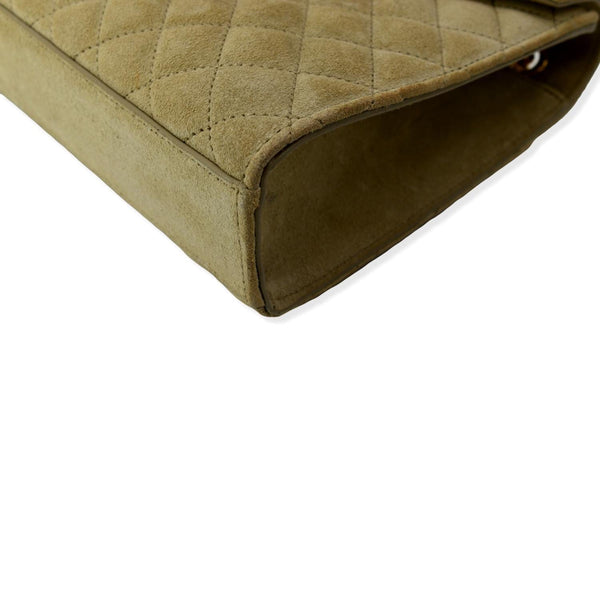 YVES SAINT LAURENT Medium Envelope Matelasse Suede Crossbody Bag Beige