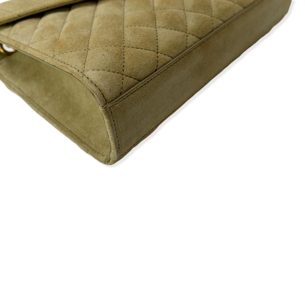 YVES SAINT LAURENT Medium Envelope Matelasse Suede Crossbody Bag Beige