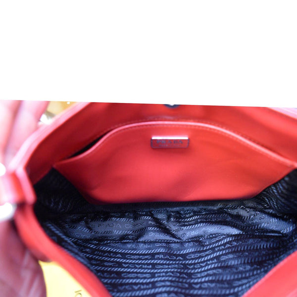 PRADA Cleo Brushed Leather Shoulder Bag Scarlet