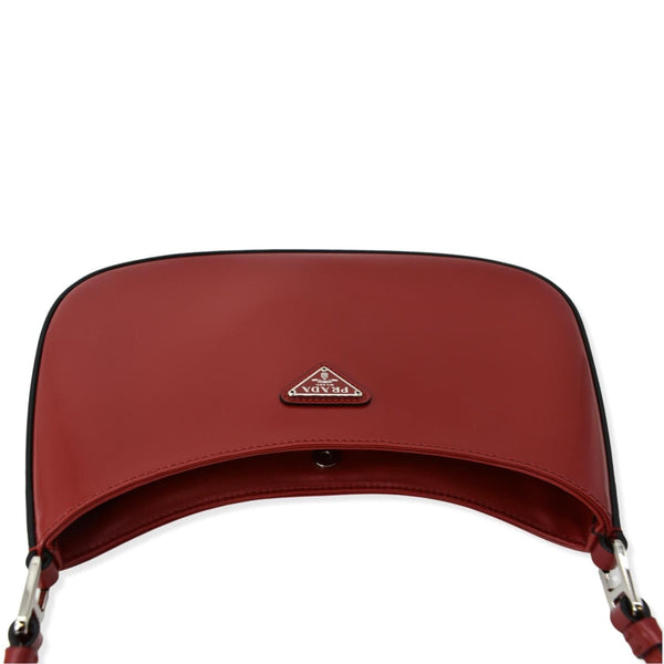 PRADA Cleo Brushed Leather Shoulder Bag Scarlet