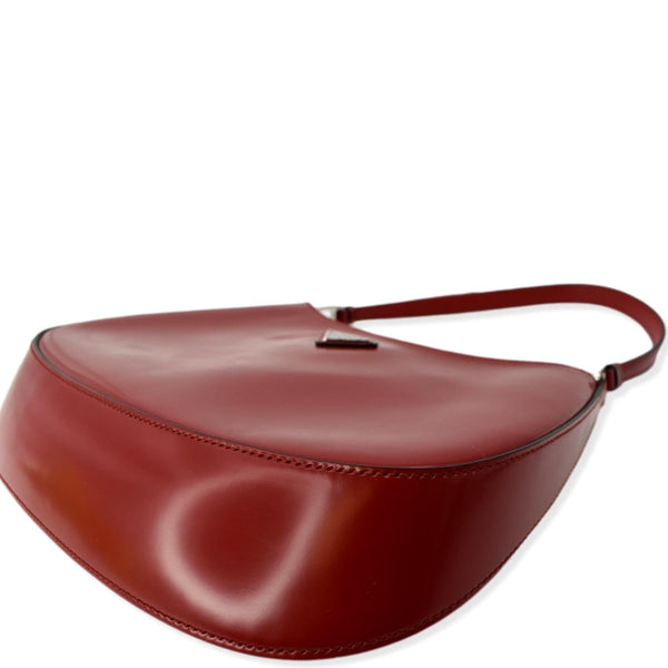 PRADA Cleo Brushed Leather Shoulder Bag Scarlet