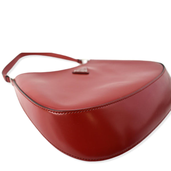 PRADA Cleo Brushed Leather Shoulder Bag Scarlet