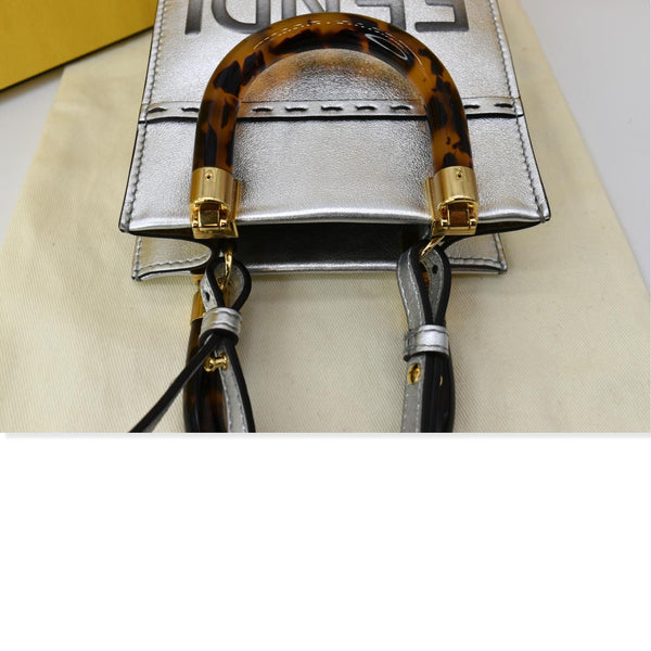 FENDI Mini Sunshine Plexiglass Laminated Leather Shopper Tote Crossbody Bag Silver - Hot Deals