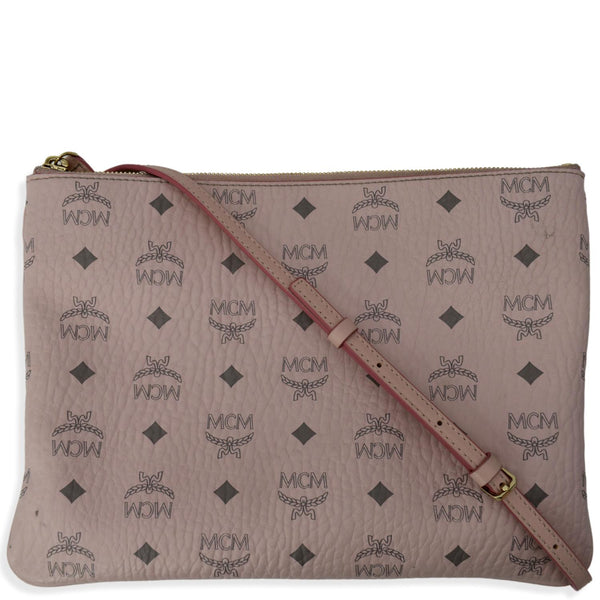 MCM Visetos Medium Canvas Crossbody Pouch Pink
