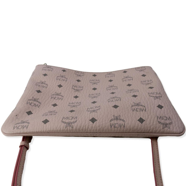 MCM Visetos Medium Canvas Crossbody Pouch Pink