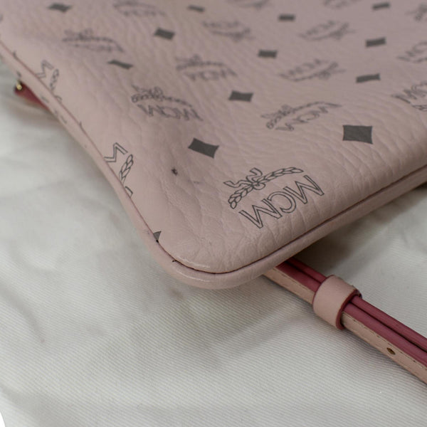 MCM Visetos Medium Canvas Crossbody Pouch Pink