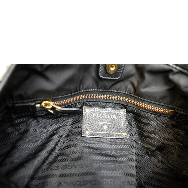 PRADA Tessuto Vitello Daino Nylon Tote Shoulder Bag Black