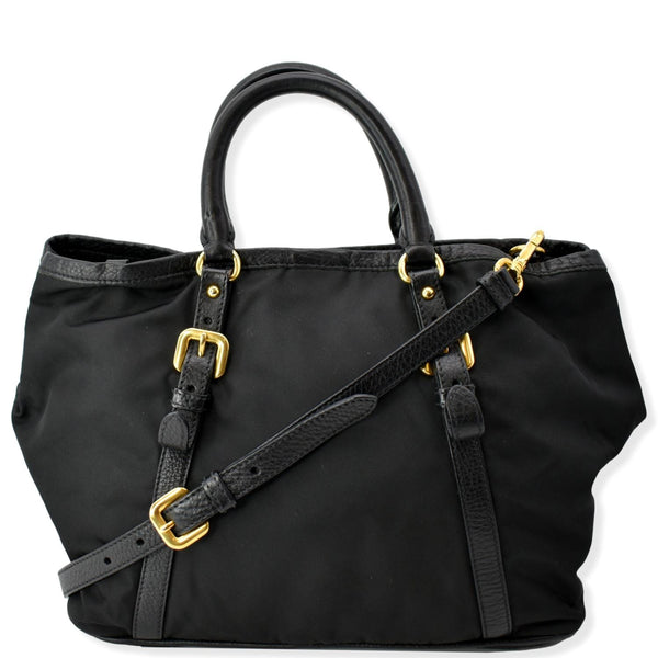 PRADA Tessuto Vitello Daino Nylon Tote Shoulder Bag Black