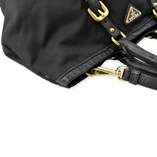 PRADA Tessuto Vitello Daino Nylon Tote Shoulder Bag Black