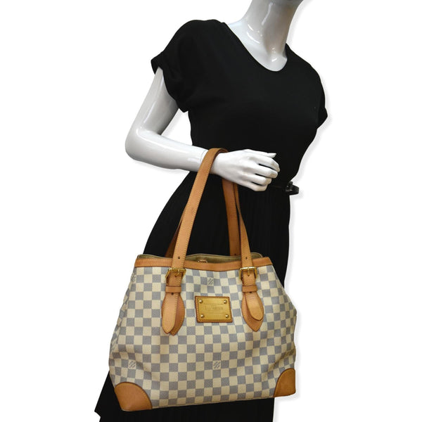 LOUIS VUITTON Hampstead MM Damier Azur Shoulder Bag White
