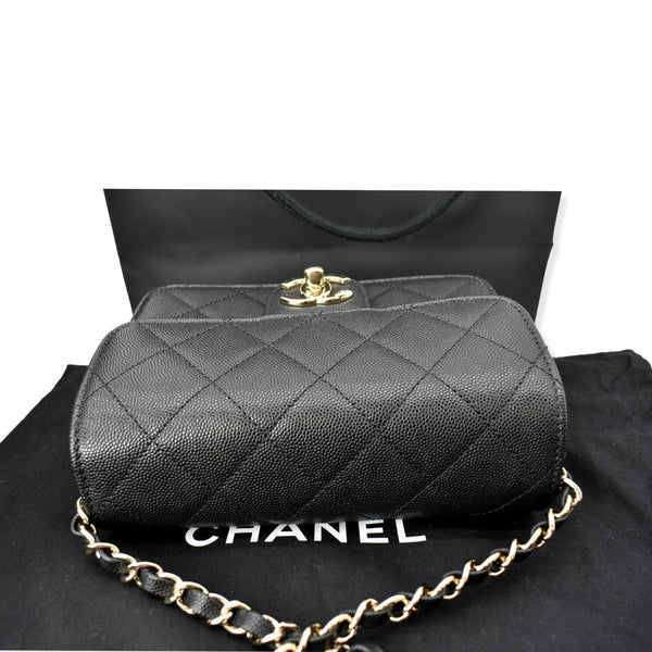 CHANEL Quilted Caviar Like A Flap Wallet Shoulder Bag Black