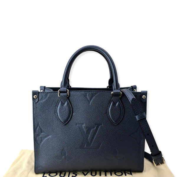 LOUIS VUITTON Onthego PM Monogram Empreinte Tote Shoulder Bag Navy Nacre